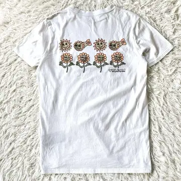 볼콤 티셔츠 화이트 L 사이즈 뒷면 빅 로고 꽃 2254
