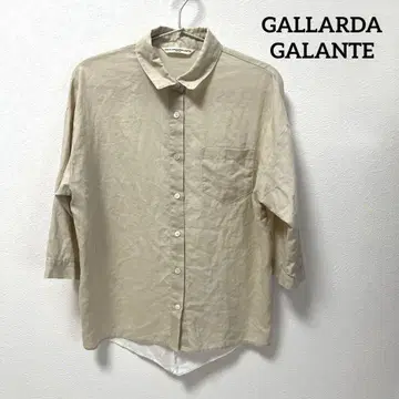 GALLARDA GALANTE 베이지 린넨 셔츠 반소매