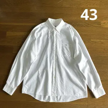 80s 90s 유로 제 라코스테 원포인트 코튼 셔츠 화이트 자수