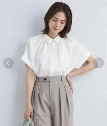 그린 라벨 릴랙싱 카라 부착 와이드 숏 슬리브 셔츠 - 접촉 냉감 -
