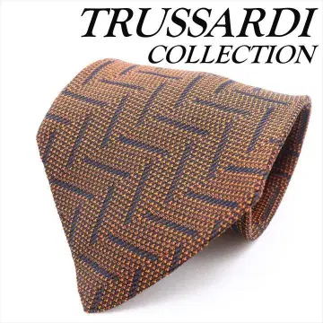 TRUSSARDI COLLECTION 패턴 무늬 넥타이 브라운