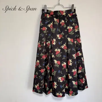 Spick & Span 빈티지 플라워 턱 스커트