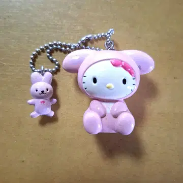 키티 토끼 인형옷 모자 키링 스트랩