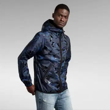 G-STAR RAW 나일론 자켓 M 카모플라쥬 방수 블루 카모플라쥬