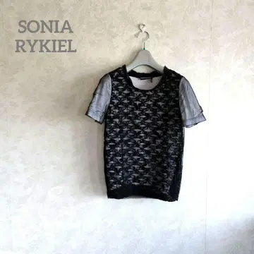 SONIA RYKIEL 튤 레이스 반팔 티셔츠 M