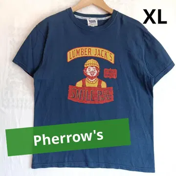페로우즈/Pherrows/티셔츠/XL/빅 사이즈/네이비/아메카지