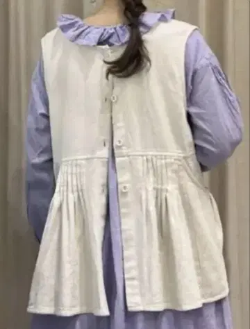 택 포함 새상품 사만사 모스모스 데님 트윌 앞뒤 2WAY 베스트 아이보리