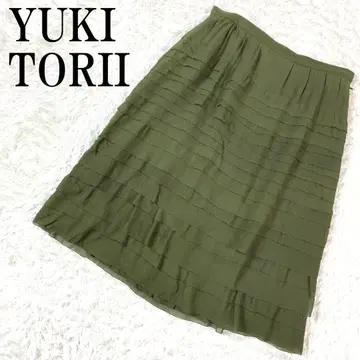 YUKI TORII 프릴 스커트 그린 실크 100% 38 B7823