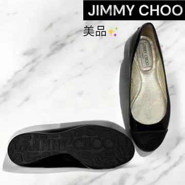새상품급 지미추 플랫슈즈 블랙 36.5 23.5cm 상당 글리터