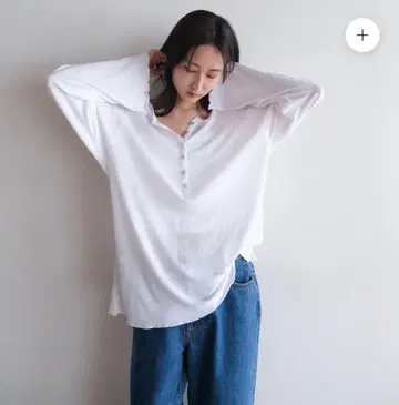새상품 MULTI 버튼 헨리넥 쉬어 탑