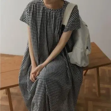 새상품급 어반 리서치 도어즈 코튼 론 깅엄 원피스