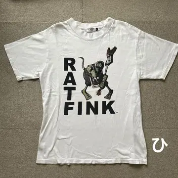 초레어 레어 디자인 RAT FINK 화이트 티셔츠 빈티지 구제 의류 남녀