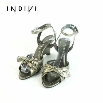 INDIVI 23.5 샌들 힐 가죽 메탈릭/MC183