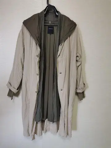 pas de calais 후드 부착 면 린넨 롱 코트