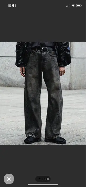 빈티지 워싱 커브드 데님