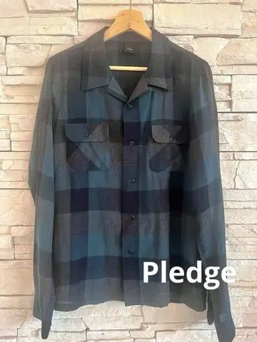 Pledge 그린 계열 체크 긴팔 셔츠