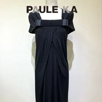 PAULE KA 블랙 롱 원피스 실크 100% 구제 의류 사이즈 36