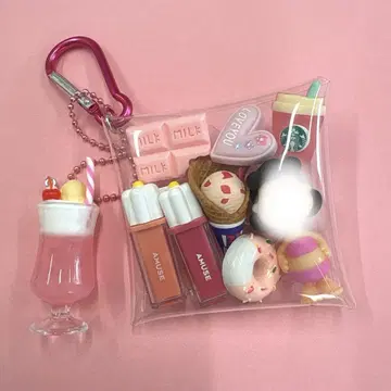 가챠 파우치 화장품 디저트 핑크 계열