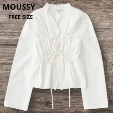 새상품 택 포함 MOUSSY 프론트 리본 개더 블라우스