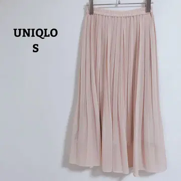 유니클로 스커트 플리츠 롱 플레어 허리밴딩 밑단 시어 S
