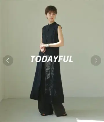 투데이풀 자수 메쉬 드레스 블랙 자수 롱 기장 S