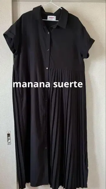 manana suerte 비대칭 플리츠 원피스 블랙