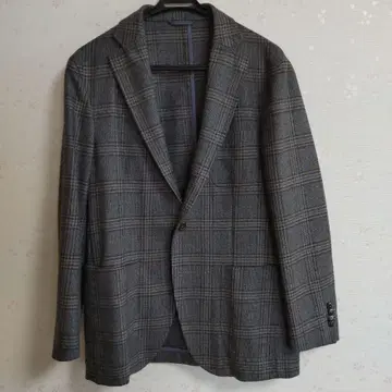 새상품급 Orobianco 체크 테일러드 자켓 울 그레이 50