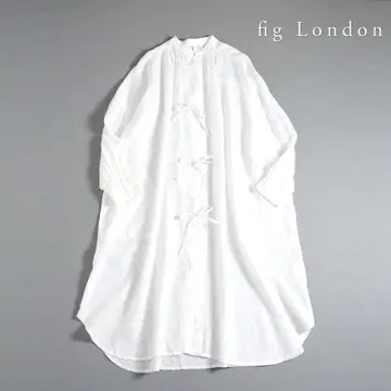 112t*새상품급 fig 런던 피그 런던 린넨 리본 셔츠 원피스