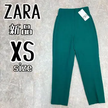 ZARA 자라 그린 하이 웨스트 테이퍼드 팬츠 슬랙스 XS