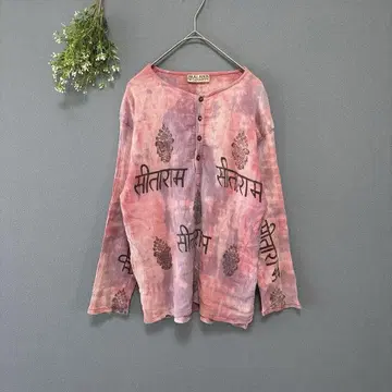 마라이카 [F] 인도산 셔츠 상의 티셔츠 노카라 긴팔 코튼
