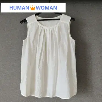 HUMAN WOMAN 휴먼 우먼 베이지 슬리브리스 여름 익명 배송