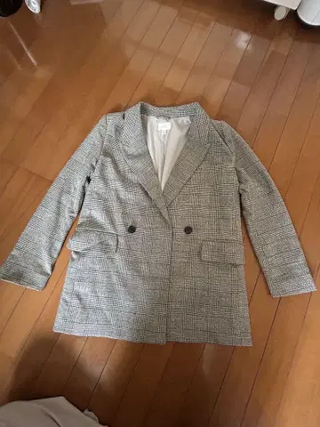 H&M 체크 무늬 더블 브레스트 자켓 XS