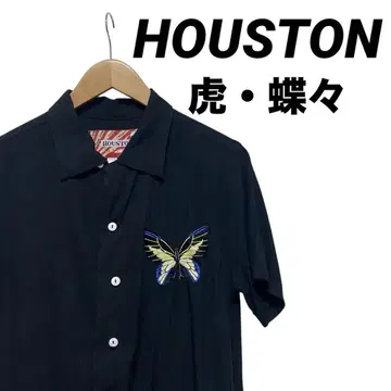 HOUSTON 휴스턴 레이온 오픈 카라 알로하 셔츠 호랑이 나비 M