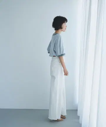 미사용 새상품 야누크 yanuk 컷오프 데님 화이트