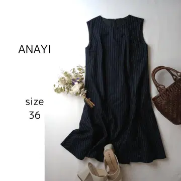 ANAYI 아나이 울 트리아세테이트 스트라이프 원피스 슬리브리스