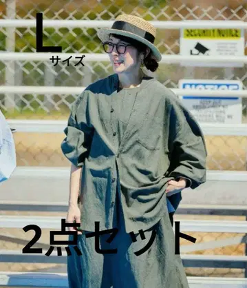 니코앤드 erinko 씨  세련된 밴드 카라 셔츠 원피스 2개 세트