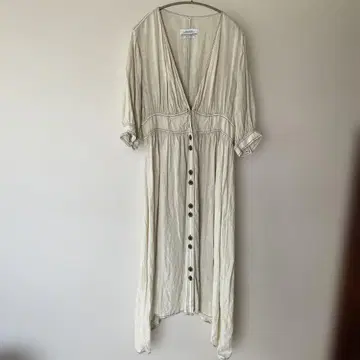 ZARA WOMAN 린넨 V넥 롱 원피스