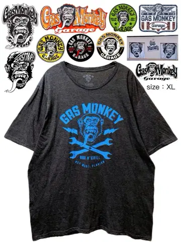 Gas Monkey Garage 티셔츠 XL 그레이 USA 구제 의류