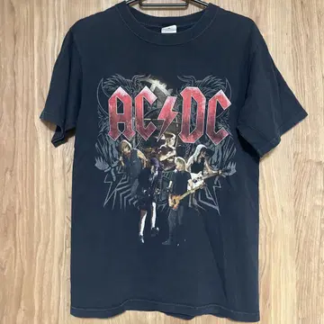 해외 구제 의류 락 밴딩 AC DC 투어 티셔츠 앤빌 양면 프린트