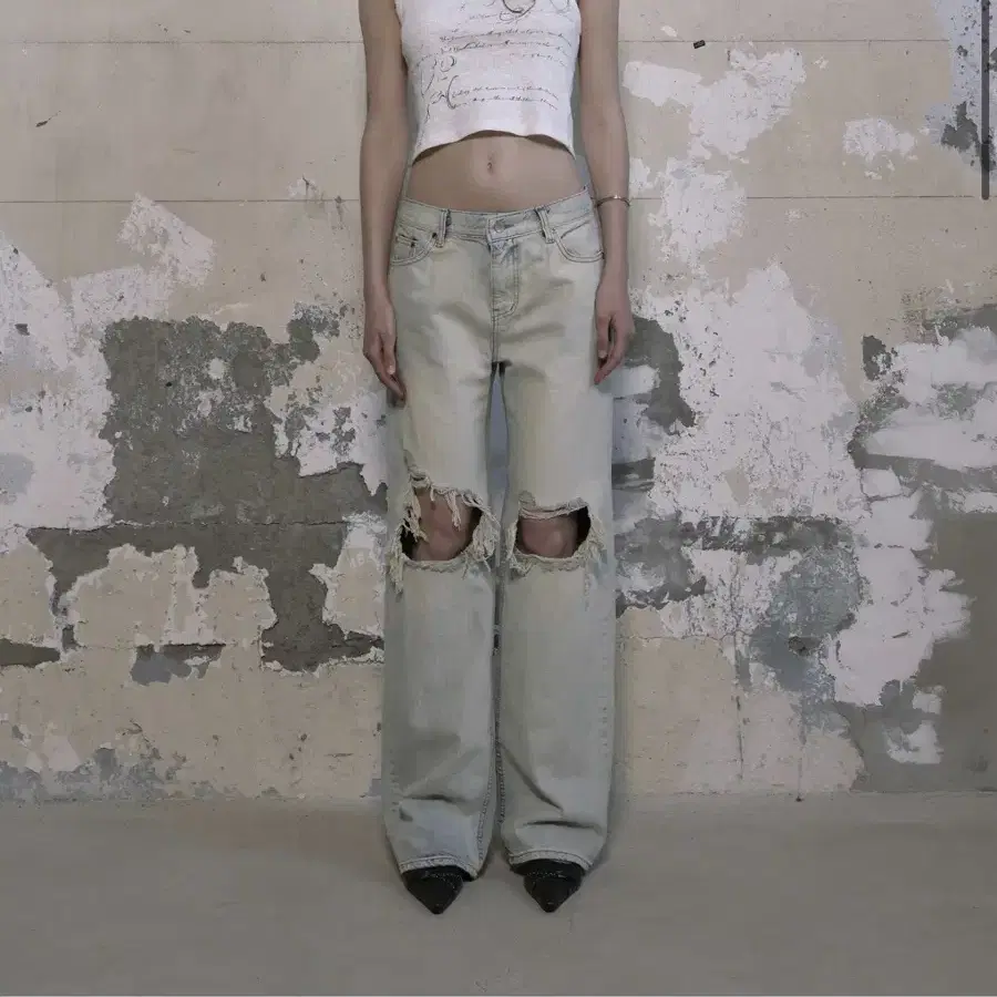 Bohemian Seoul DESTROYED GRAY DENIM SHORTS on Bunjang Global