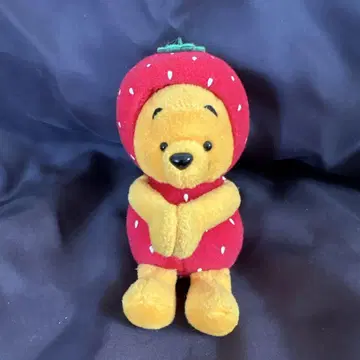 딸기 의상을 입은 곰돌이 푸 봉제 인형 (14cm)