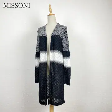 MISSONI 시스루 보더 가디건 니트