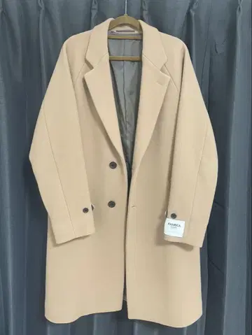 FABRiCA TESSUTI 베이지 더블 브레스트 체스터 코트