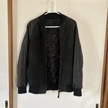 블랙 가죽 봄버 자켓