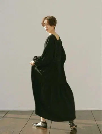 etretokyo 복각 린넨 볼륨 맥시 원피스