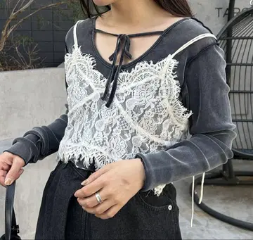 kastane [앞뒤 2way] 얇은 명주 그물 벨로아 풀오버 블루