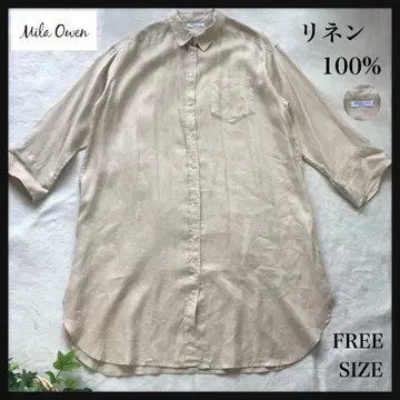 새상품급 미라 오웬 셔츠 원피스 프리 린넨 100% 롱 셔츠