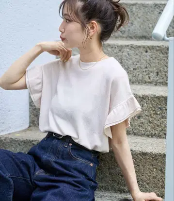 택 포함 새상품 프릭스스토어 와플 프릴 소매 상의