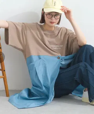 lupilien 루피리안 로고 프린트 데님 원피스 베이지