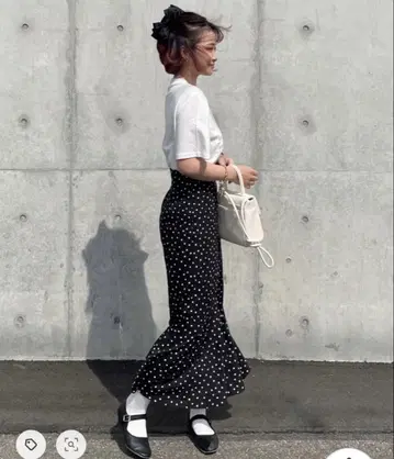 Heather 도트 머메이드 스커트 블랙